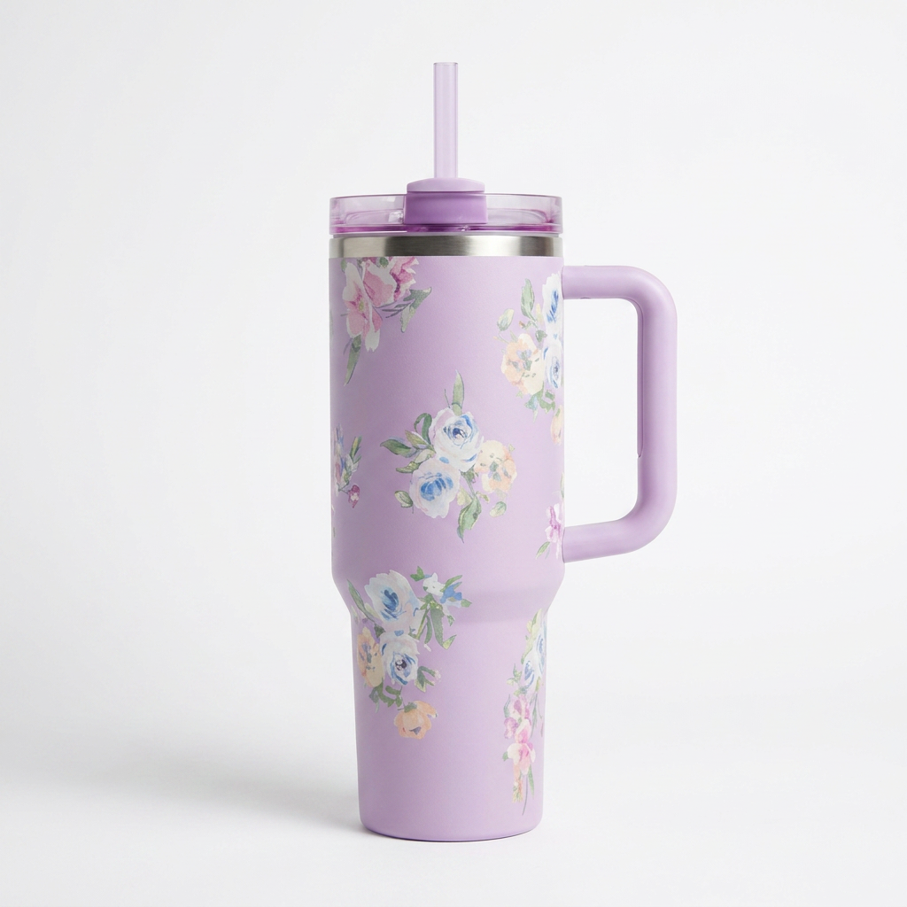 Stanley Flowstate Quencher H2.0 Tumbler - Lilac Floral - front