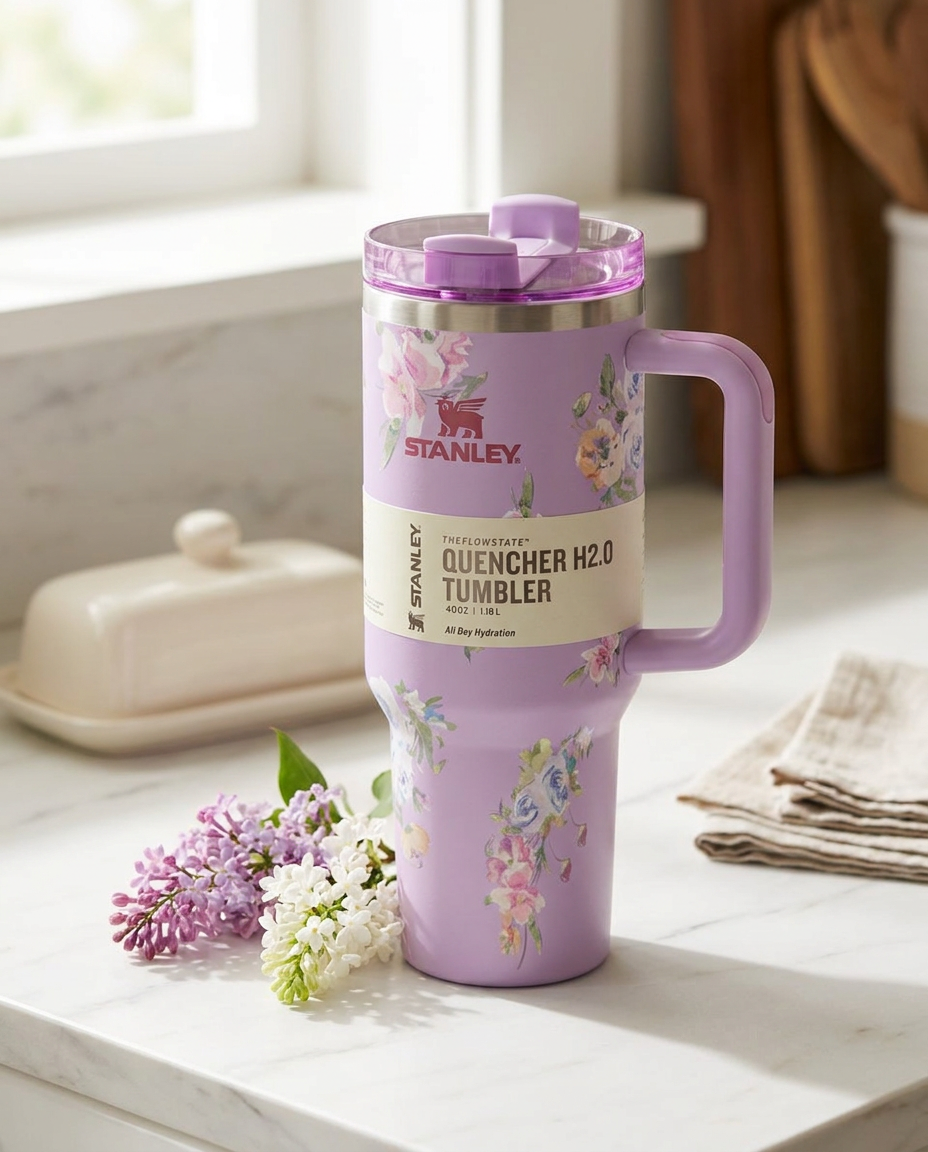 Stanley Flowstate Quencher H2.0 Tumbler - Lilac Floral - kitchen lifestyle