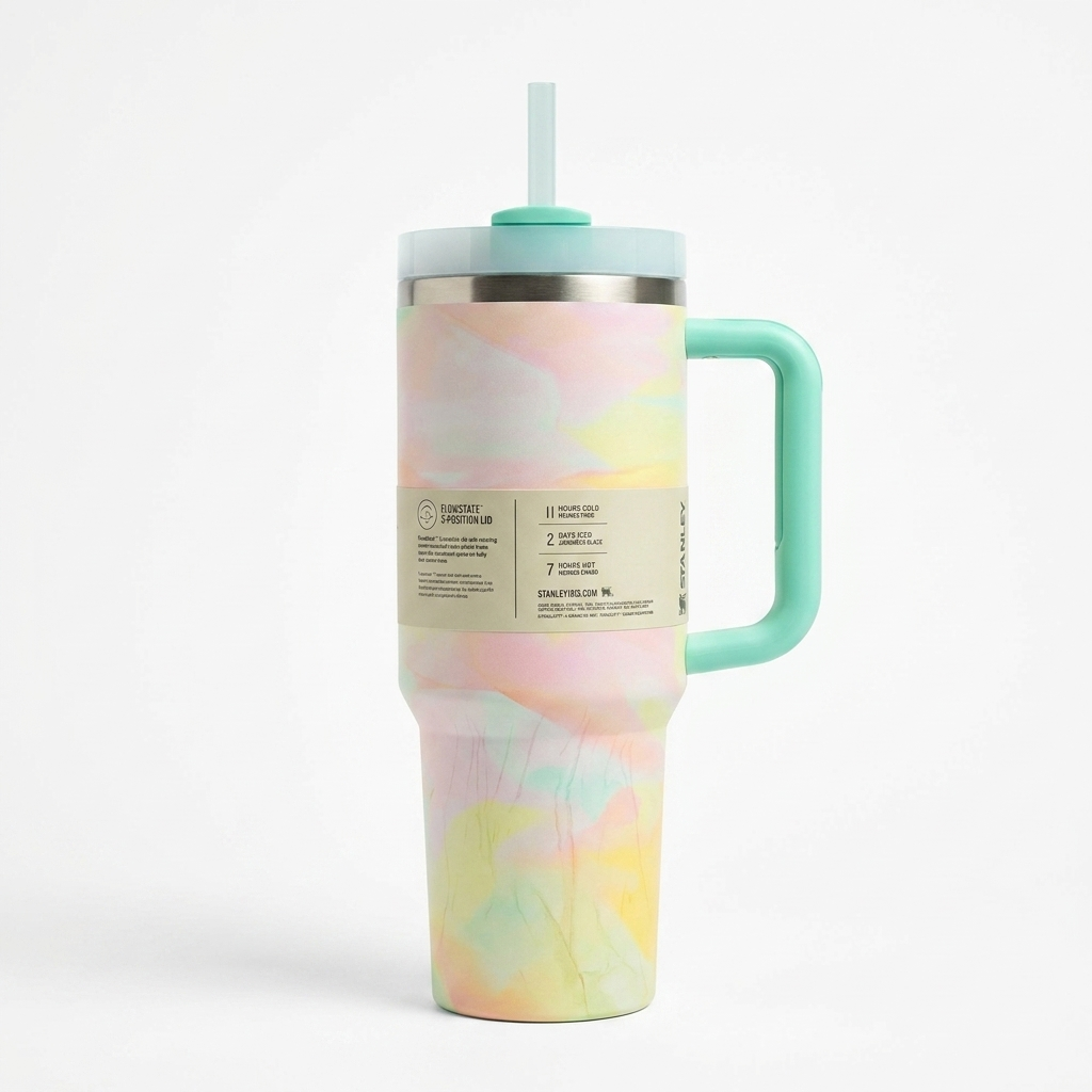 Stanley Flowstate Quencher H2.0 Tumbler - Green Rainbow - front